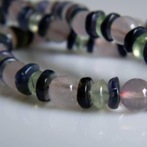 Rose Quartz, Iolite,  and Prehnite Necklace