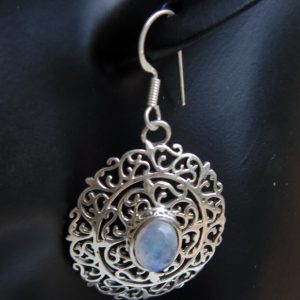 Rainbow Moonstone studded Sterling Silver Earrings