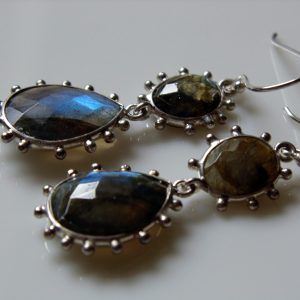 Labradorite studded Sterling Silver Earrings