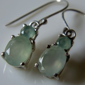 Aqua Chalcedony studded Sterling Silver Earrings