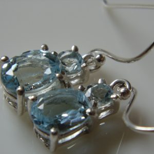 Blue Topaz studded Sterling Silver Earrings