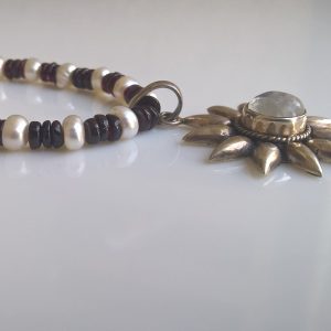 Garnet and Pearl Necklace with Labradorite Pendant